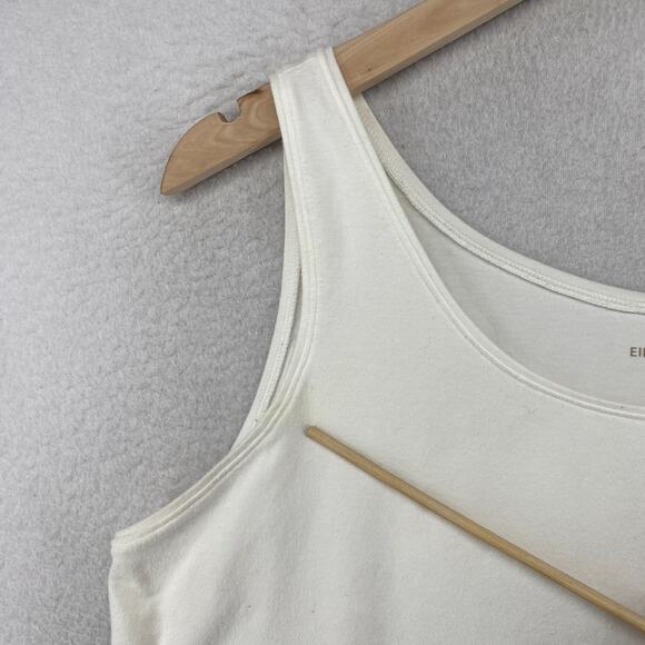 EILEEN FISHER Tank Top XL Stretch Organic Cotton Jersey Scoop Neck White USA - Picture 11 of 12